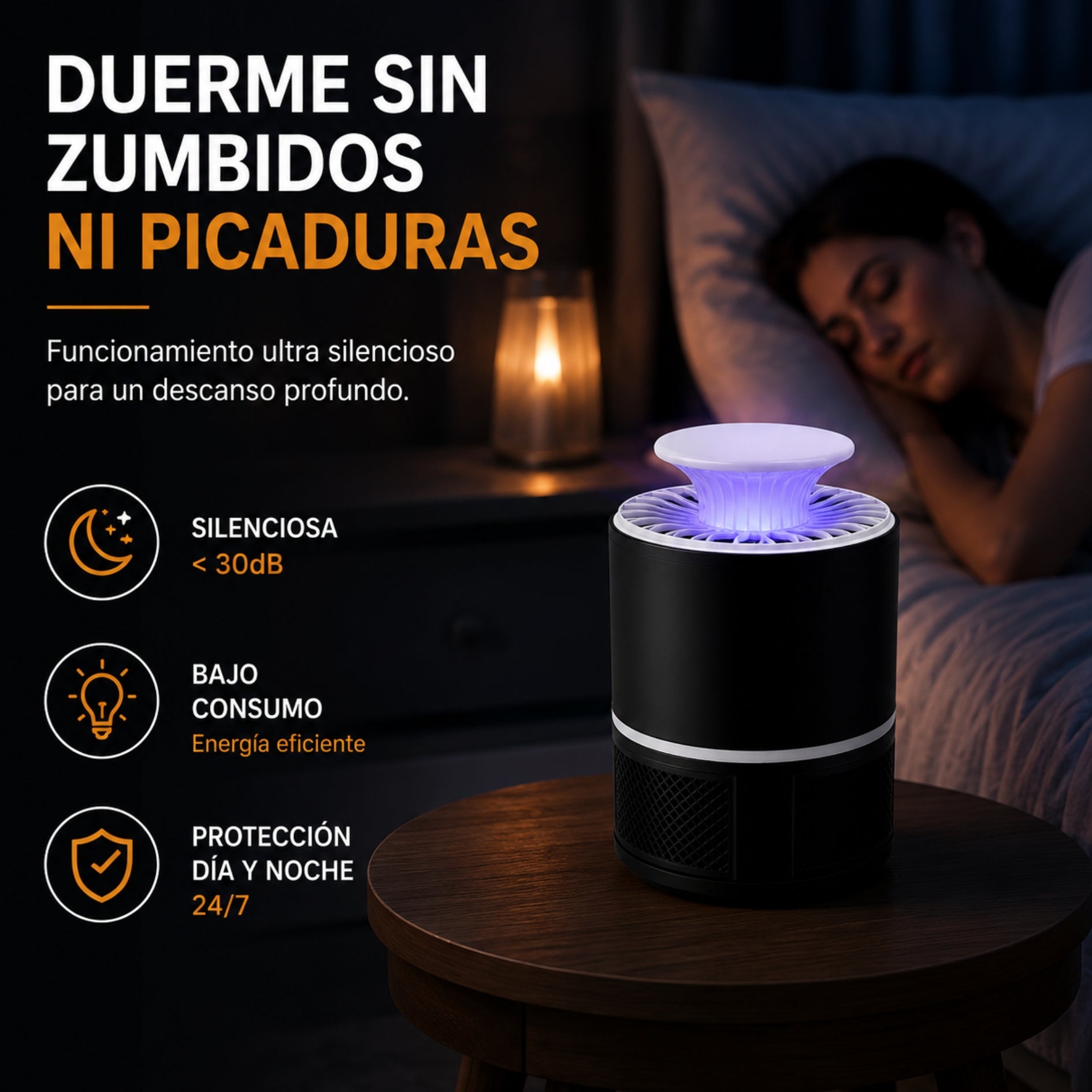 Lámpara antimosquitos por succión