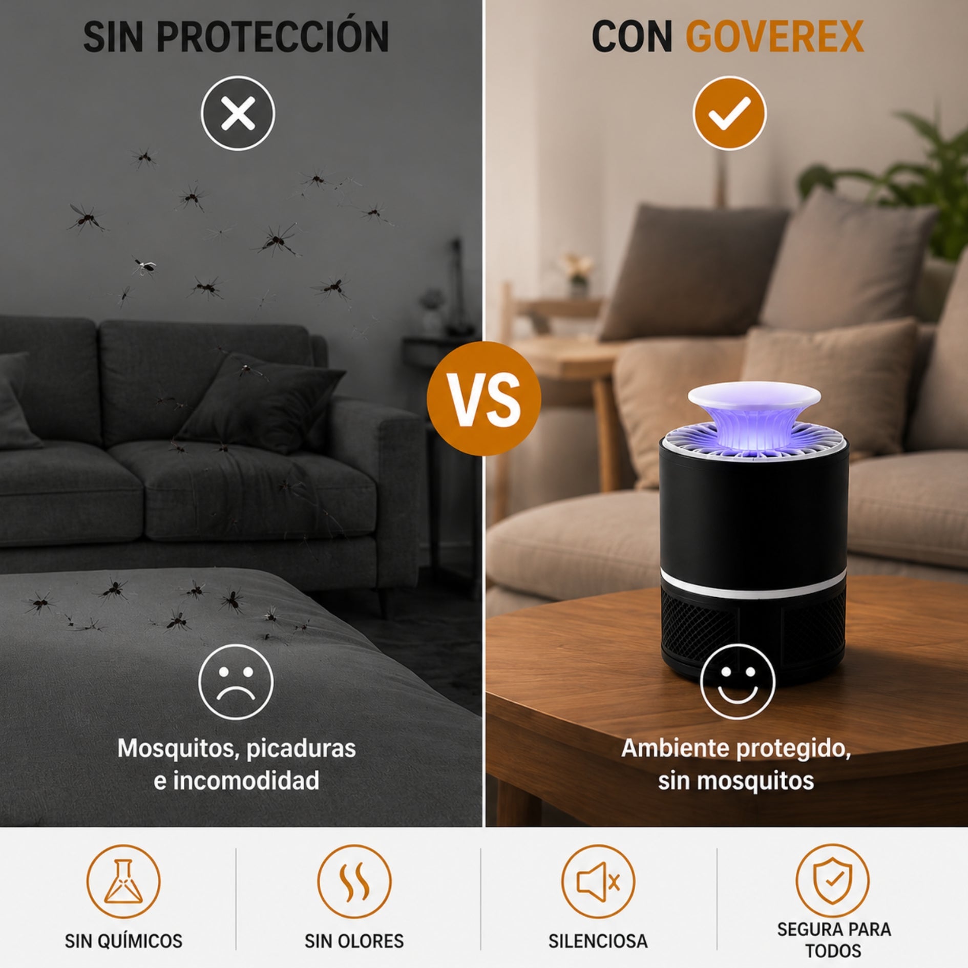 Lámpara antimosquitos por succión